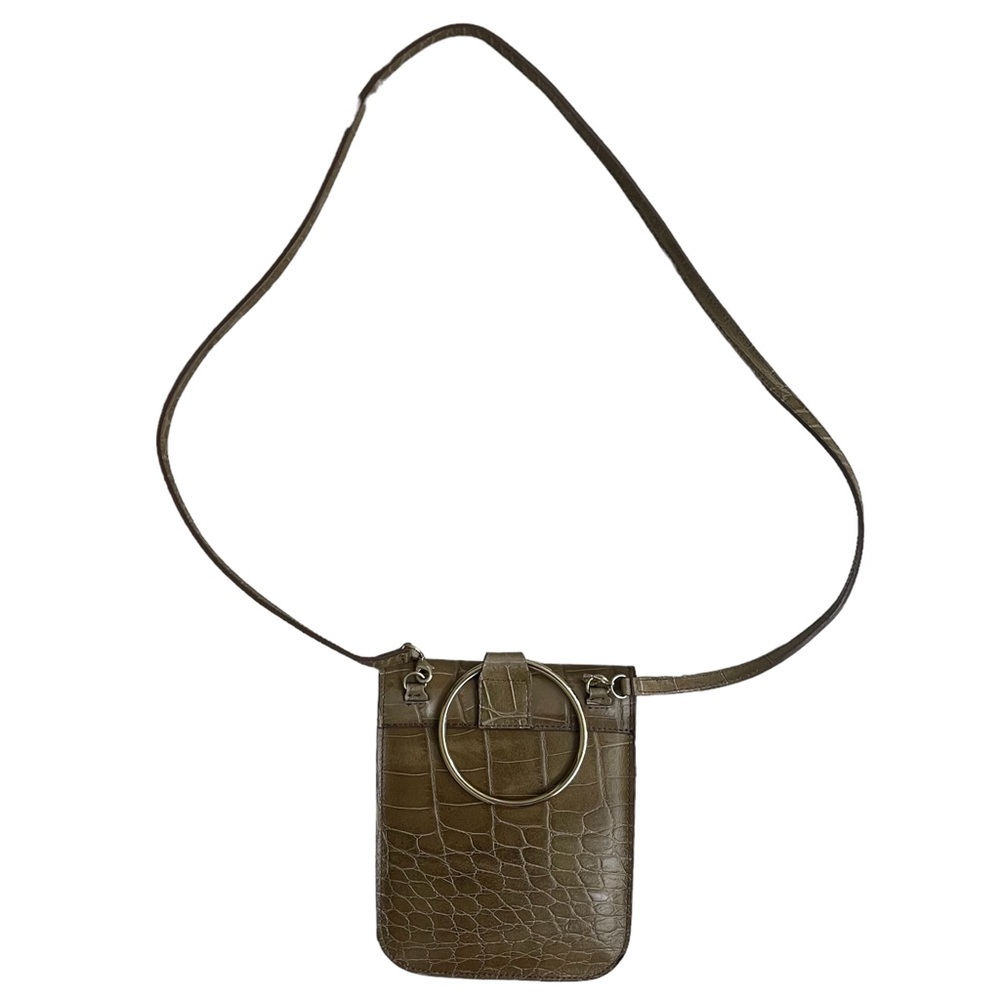 Punto Fibbia Made in Italy Snake  Croc Embossed Crossbody  Purse Euc Green small